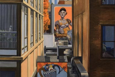 High Line View With Robot Lady by Nick Savides framed canvas print