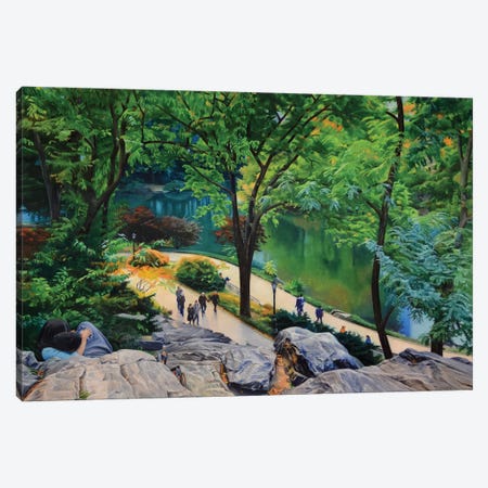 Lovers In Central Park Canvas Print #SVD40} by Nick Savides Canvas Art