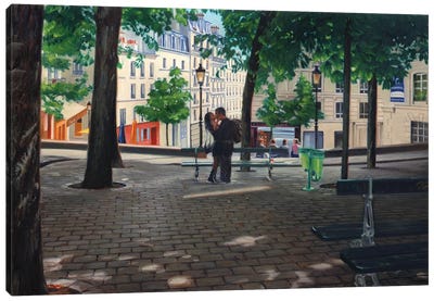 Lovers In Montmartre Canvas Art Print - Nick Savides
