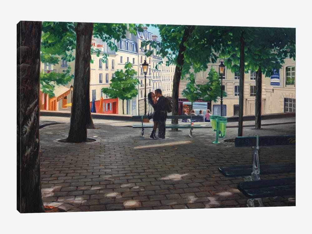 Lovers In Montmartre by Nick Savides 1-piece Canvas Artwork