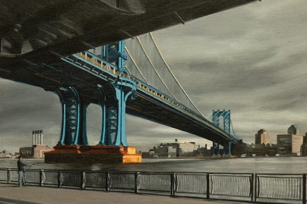 Nick Savides: Manhattan Bridge With Gray Skies by Nick Savides