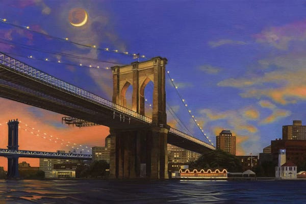 Artistic Travels: Moonrise Over The Brooklyn Bridge by Nick Savides