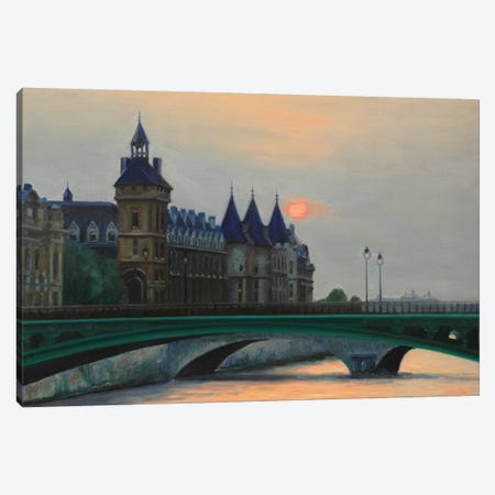Paris Sunset And The Conciergerie Canvas Print #SVD58} by Nick Savides Canvas Art Print