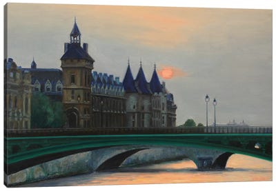 Paris Sunset And The Conciergerie Canvas Art Print - Nick Savides