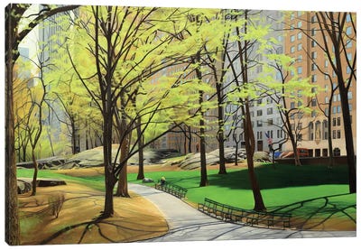 Springtime In Central Park Canvas Art Print - Ombres et Lumières