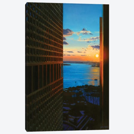 Sunset Over The New York Harbor Canvas Print #SVD73} by Nick Savides Canvas Print