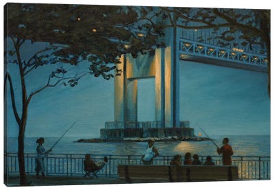 Verrazano Bridge At Dusk Canvas Art Print - Nick Savides