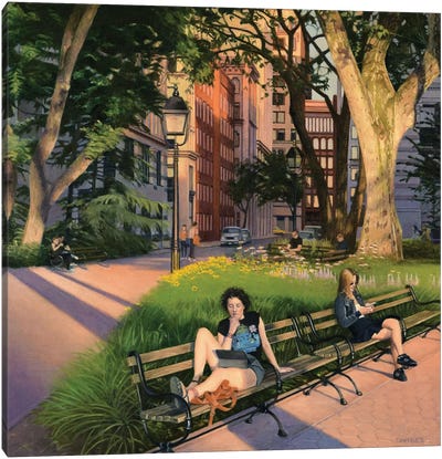 Washington Square Park - Summer Evening Canvas Art Print - City Park Art