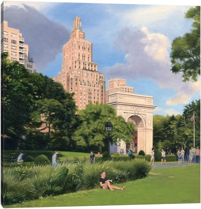 Washington Square Park - Summer Afternoon Canvas Art Print - Nick Savides