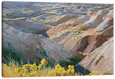 Badlands At Sunset Canvas Art Print - Canyon Art