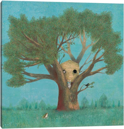 Tree House Canvas Art Print - Turquoise Art