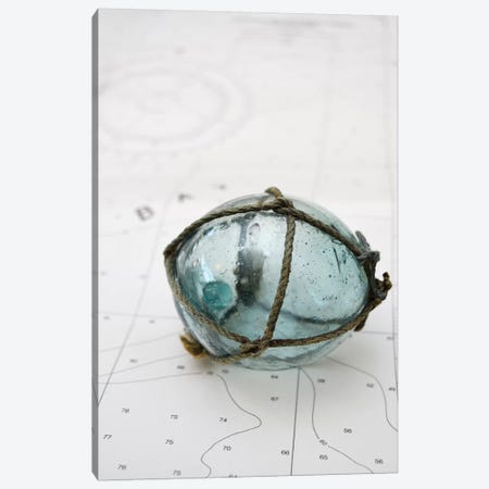 Glass Fishing Float On Chart Canvas Print #SVN76} by Savanah Plank Canvas Artwork