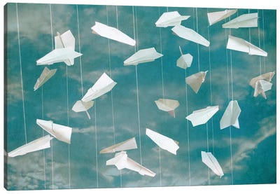 White Paper Planes II Canvas Art Print - Larisa Siverina