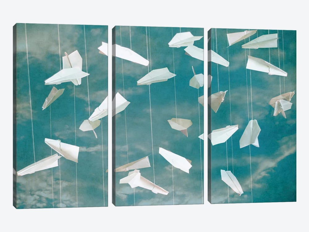 White Paper Planes II by Larisa Siverina 3-piece Canvas Art