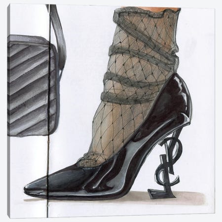 Black and White Book Stack, Ink and Shoes by Amanda Greenwood Fine Art Paper Poster ( Fashion > Fashion Brands > Yves Saint Laurent art) - 24x16x.25