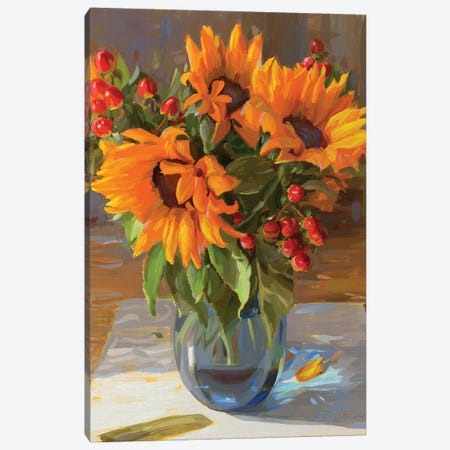 Golden Sunflowers Canvas Print #SVZ11} by Svetlana Zyuzina Canvas Art Print