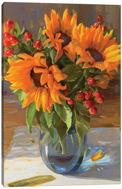 Golden Sunflowers Canvas Art Print - Svetlana Zyuzina