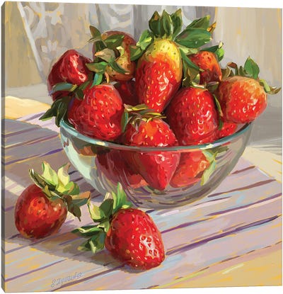 Strawberry Morning Canvas Art Print - Berry Art