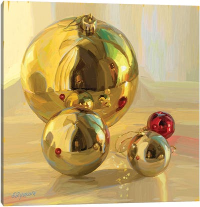 Shiny Christmas Bubbles Canvas Art Print - Seasonal Glam