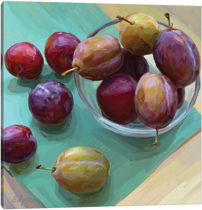 Plums In A Bowl Canvas Art Print