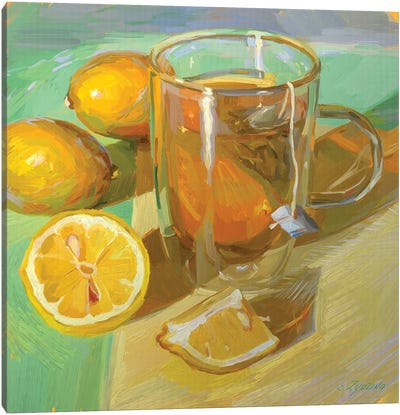 Green Tea Canvas Art Print - Lemon & Lime Art