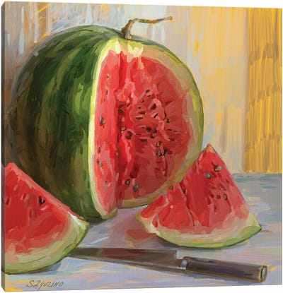 Watermelon. 5am Canvas Art Print - Melon Art
