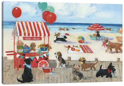 Beach Bark Park I Canvas Art Print - Large Coastal Art