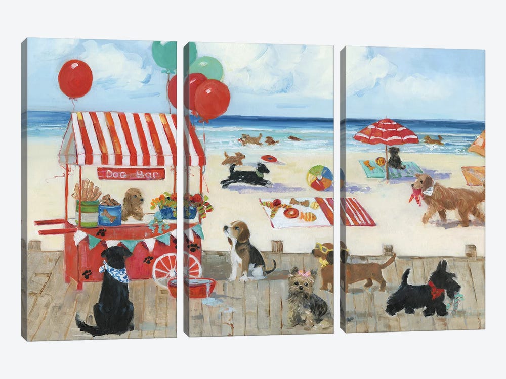 Beach Bark Park I by Sally Swatland 3-piece Canvas Print