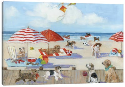 Beach Bark Park II Canvas Art Print - Coastal Living Room Art
