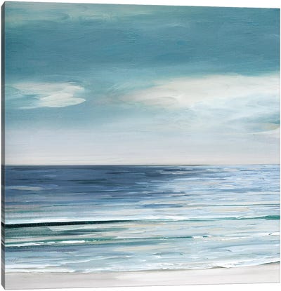 Blue Silver Shore I Canvas Art Print - Sandy Beach Art