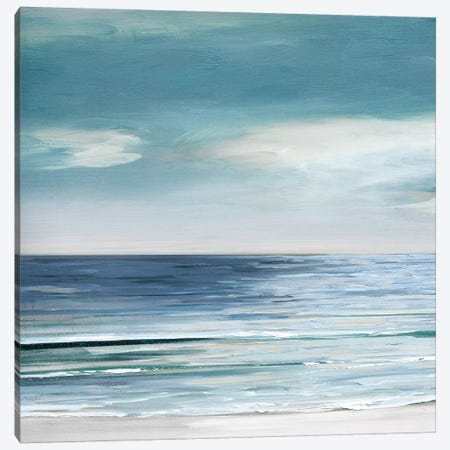 Blue Silver Shore I Canvas Print #SWA158} by Sally Swatland Art Print
