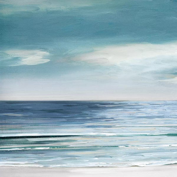 Large Coastal Art - Canvas Prints: Blue Silver Shore I by Sally Swatland