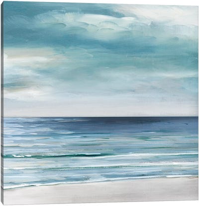 Blue Silver Shore II Canvas Art Print - Large Coastal Art