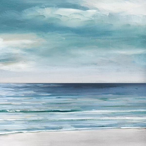 Large Coastal Art - Canvas Prints: Blue Silver Shore II by Sally Swatland