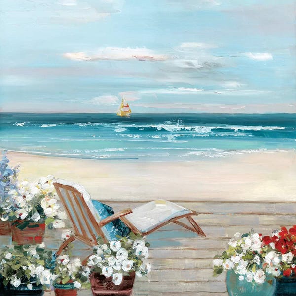 Large Coastal Art - Canvas Prints: Beach House View by Sally Swatland