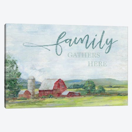Family Gathers Here Canvas Print #SWA213} by Sally Swatland Canvas Wall Art