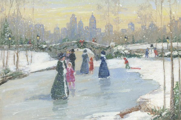 Scenes Of The Season: Skating at Dusk by Sally Swatland