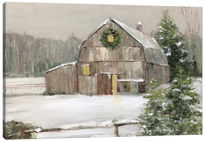 Winter Barn Canvas Art Print - Holiday Décor