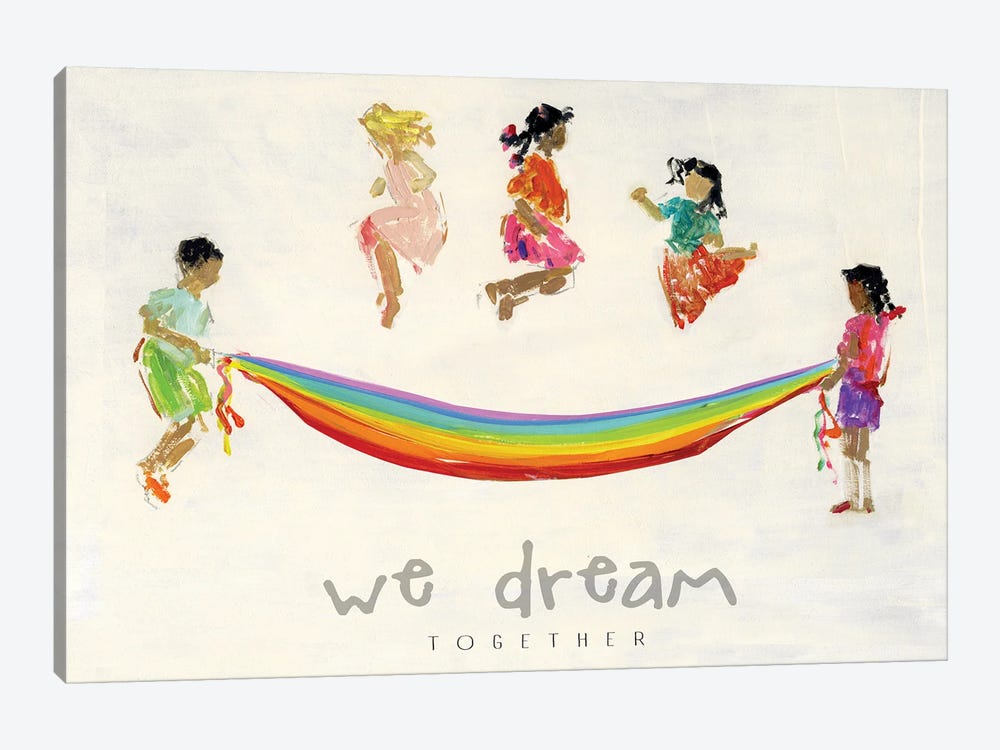 Rainbow Kids We Dream by Sally Swatland 1-piece Canvas Wall Art