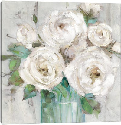 Cottage Whites Canvas Art Print - Ranunculus Art