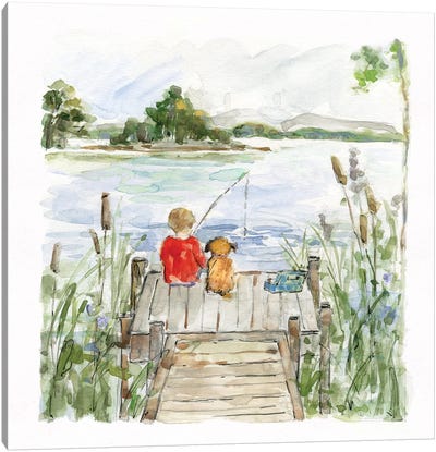 Lake Friends Canvas Art Print - Best Selling Dog Art