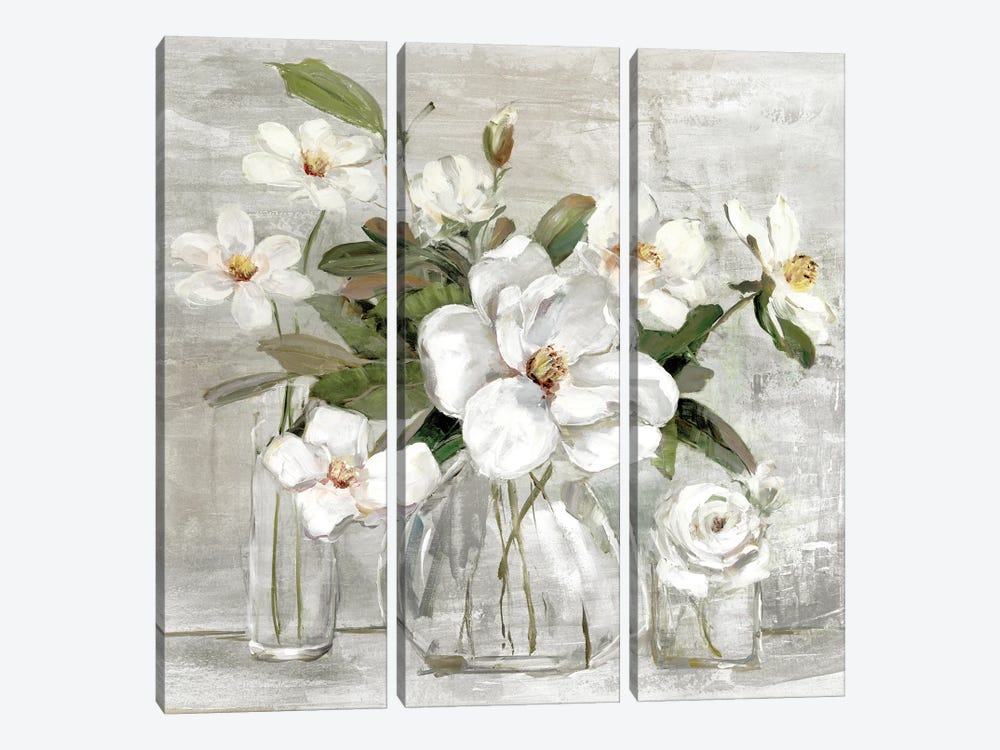 Romantic Magnolias by Sally Swatland 3-piece Canvas Artwork