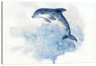 Wave Jumping Canvas Art Print - Dolphin Art