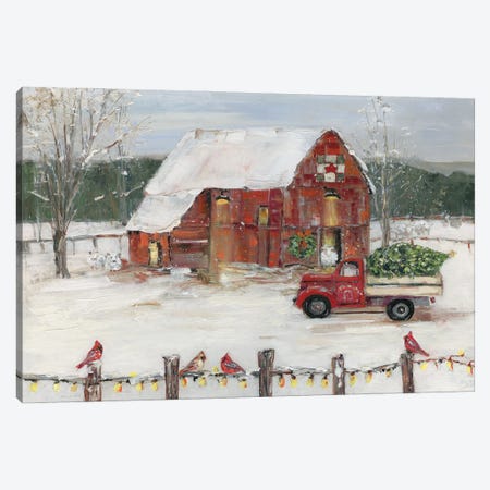 Christmas Farmyard Canvas Print #SWA380} by Sally Swatland Canvas Artwork
