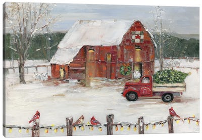 Christmas Farmyard Canvas Art Print - Barns