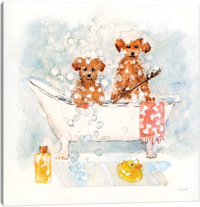 Bath Pups I Canvas Art Print - Sally Swatland