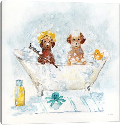 Bath Pups II Canvas Art Print - Sally Swatland
