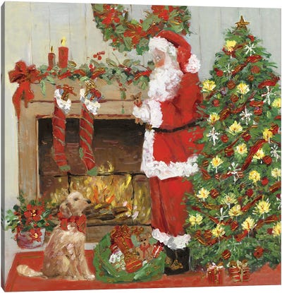 Santa's Helper Canvas Art Print - Santa Claus Art