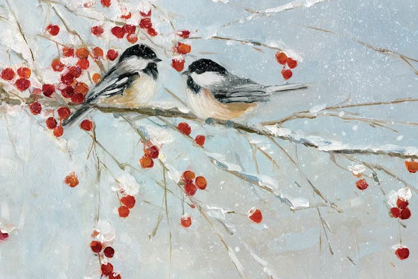 Fine Art Print: Chickadees In Winter by Sally Swatland