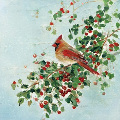 Sally Swatland - Steelpix Metal Wall Art: Christmas Berry Cardinal II by Sally Swatland